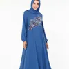 Etnische kleding Midden -Oosten Midden -Oosten Moslim Fashion Oversized Grootte Women's geborduurde kralen Casual jurk met hoofddoek Kaftan Islamitisch voor vrouwen