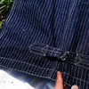 Débardeurs pour hommes Vintage L Cubain American-Style Collar Heavy Striped Denim Frock Vest Safari Jacket