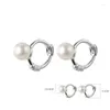 Hoop Earrings 925 Sterling Silver 5mm Pearl Charm Jewelry Fine For Women Gifts Small Earring Accessories Bijoux