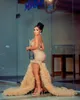 2023 Arabische Aso Ebi Gold Mermaid Prom Dresses kristallen Lace Evening Formele feest tweede receptie Verjaardag verlovingsjurken Jurk ZJ211