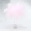 Lampade da tavolo Lampada decorativa a forma di piuma Lampada da 4,5 V Paralume albero rosa a distanza Ragazza LED Luci notturne decorative per matrimoni di compleanno