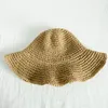 ワイドブリム帽子の女性のソリッドカラー折りたたみストロー女性レディアウトサンバイザーホリデークールハットシーサイドビーチタイドサマーハットスウェイドウェンド22