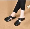 Slippers Women's 2023 Baotou Flat Bottom Wearing Openwork Square Toe Back Empty Bow Sandals Zapatos Mujer