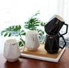 Mugs Techome geometrische keramische mok zwart -wit polygon cup kantoor koffie melkpaar Mooi cadeau voor vriendenfamilie