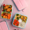 Dinware sets 4 compartimenten Silicone Bento Box draagbare lunch voor schoolkinderen en kantoorpersoneel