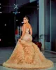 2023 Arabische Aso Ebi Gold Mermaid Prom Dresses kristallen Lace Evening Formele feest tweede receptie Verjaardag verlovingsjurken Jurk ZJ211