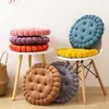 Oreiller rond en forme de biscuit, couleur unie, haute élasticité, en coton perlé, décoration de la maison pour canapé, chaise, lit