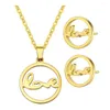 Orecchini di collana set da donna Sangdo Donne Golden Elegante Scolle di ornamento dell'anello circolare ELEGANTE