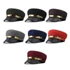 Berets MXMB Unisex Erwachsene Yacht Bootfahren Schiff Matrose Kapitän Hut Kostüm Marine Stil Marine Cosplay Pu-Leder achteckig