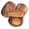 Plates Wooden Round Pastry Serving Plate Rectangle Dish Dried Fruit Tray Tableware Salad Cake Dessert Storage