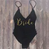 Women's Swimwear S-XL Bridesmaid & Bride Thong Padded Sexy One-Piece Swimsuit Women Beaches Backless Bather Suit Monokini Beachwear