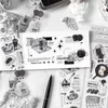 Gift Wrap Vintage Aesthetic Stickeres Scrapbooking Supplies Black Transparent PET Sticker Foods Life Style Junk Journal Diary Decoration