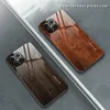 Lyxfodral träkornetelefonfodral för iPhone 11 12 14 13 Pro Max 12mini SE Tempered Glass för iPhone XR XS X 6S 7 8 Plus Cover