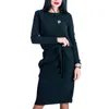 Robes décontractées automne hiver chaude femme robe midi mince printemps 2023 manches longues du genou lâche femelle Mujer lx364