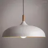 Pendant Lamps Wooden Lamp Nordic Dia45cm 60cm Lights Bedroom Iron Wood Bowl Hall Fixture For Kitchen Lighting PA0253