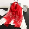 Scarves 2023 Embroidered Mulberry Silk Scarf Lady's Wool-blend Fashionable Elegant And Versatile Shawl