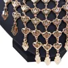 Necklace Earrings Set Luxury Dubai Jewelry Metal Tassels Pendant For Women Gold Color Long Strip Ring Bracelet