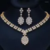 Ensemble de boucles d'oreilles et collier, 4 Options de styles, cristal blanc, Zircon, or Rose, bijoux d'oreille, pendentif, M02-T2