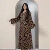 Vêtements ethniques musulman Abayat imprimer marron Abayas pour femmes dubaï 2023 strass ample robe islamique moyen-orient arabie ethnique