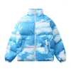 Men's Down Hip Hop Jacket Parka Gradient Streetwear 2023 Oversized Mens Harajuku Cotton Winter Padded Coat Warm Outwear