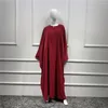 Etnische kleding Islamitisch Gebed kledingstuk Eén stuk bidt Abaya Jurk los Batwing Moslimvrouwen Dubai Saudi Turkije Plain Jilbaab