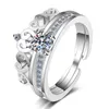 Ringos de cluster IOGOU D COLOR DO MOISSANITE BRIDAL RING Conjunto 925 Sterling Silver 0.5 Coroa em forma de coração para mulheres noivado Jóias finas