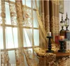 Curtain broderie imitation Silk Tissu lourd Fenêtre Gold Couleur noirs Out stores pour chambre à coucher ombrage clair