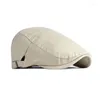 Berets Blank Cotton Flat Cap Casual Plain Cabbie Beret Hat Male Duckbill Visor Gatsbay Vintage Sboy Herringbone Ivy Dropship