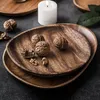 Plates Wooden Round Pastry Serving Plate Rectangle Dish Dried Fruit Tray Tableware Salad Cake Dessert Storage