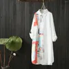 Blouses femmes Vintage Mori fille hauts 2023 printemps automne coton dessin imprimé Ramie à manches longues blanc coréen mode Blouse YoYiKamomo