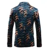 Herrenanzüge Blazer Männer Stil Samt Luxus Steampunk Tiger Gedruckt Casual Kleid Anzug Jacke Mantel Männlich Business Plus Größe S-5XL