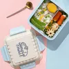 Set di stoviglie Bento Box in plastica per microonde pranzo portatile per ufficio scolastico e picnic
