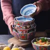 Bowls Tableware Ceramic Bowl Set Japan Hand Painted Relief Underglaze Home Restaurant Baby Rice Noodle Ramen Soup Utensils