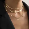 Chains Vintage Style Round Layered Necklace Plated Alloy Gold Color For Women Herringbone Chain Daily AccessoriesChains