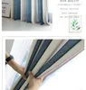 Curtain Blue Striped Blackout Curtains For Living Room Brown Mediterranean Tulle Bedroom Window Luxury Organza Sheer Blins