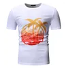 Heren t shirts Hawaiiaanse kledingplant bloem tees zomer tops casual strand korte mouw t-shirt mannen wit zwart