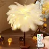 Luzes noturnas Controle remoto Feather Table Lamp USB/ Bateria Power Diy Creative quente Árvore leve árvore abandada de casamento Decoração de quarto de casa