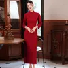 Etniska kläder beige brud bröllop kinesisk klänning sexig femme cheongsams klassisk mandarin krage qipao vintage orientalisk kändis klänning prom