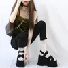 Sandały Kobiety Lolita Pasek okrągły palce gotyckie punk -punkowe platforma klinowa wysoka 12 cm pięty palec japońskie harajuku ciemne jk retro