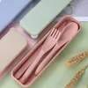 Set di posate 3 pezzi Set di posate da viaggio Coltello Forchetta Cucchiaio Custodia per studenti Contenitore ecologico per esterni Pranzo Bento