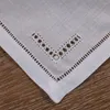 Masa Peçete N063 Beyaz 12pieces% 55 Ramie 45% Pamuk 10 "x / 12" Çizilmiş İplik Çalışma Merdiveni Hemstitch Küçük Boyut