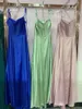 Party Dresses Sexy Mint Long Summer Prom Silk High Slit Straps Sleeveless Soft Satin Women Gown Backless