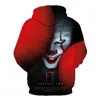 Heren Hoodies film IT Pennywise Clown Stephen King 1990 2023 Horror unisex hoodie sportkleding sweatshirt 3D -printen