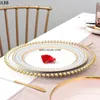 Platos Nordic Gold Bead Glass Charger Cena Plato Plateado Ensalada Decorativa Plato De Boda De Frutas