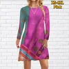 Vestidos casuais Autumn Winter Women's Redond Size Loose Dress Dress Fashion Design impresso Salia esbelta todos os dias de manga longa MIDI