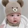 Bérets 2 pièces/ensemble bébé chapeau cache-cou Chic lavable tricoté pour la vie quotidienne enfants hiver
