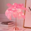 Table Lamps 48cm Feather Lamp USB Rechargerable Tree Shape LED Lights Decorative Flashing 5V Night Light For Bedroom
