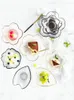 プレートグラスペタル風味プレートゴールデンボーダー日本の桜の花の花の風味料理ソーサースナックデザートボウル
