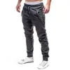 Pantalons pour hommes grande taille hommes sportifs couleur unie taille poches à cordon de serrage à la cheville pantalons longs pour hommes Boun22