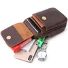 Marsupi Crazy Horse Leather Men Pack Marsupio Tasche piccole a tre strati Abbigliamento da viaggio Mini telefono cellulare